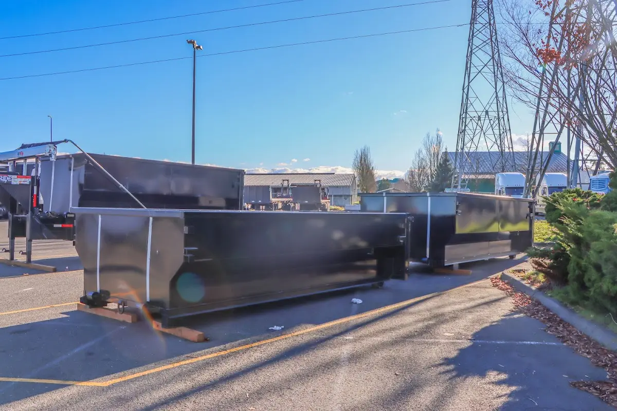 Roll-off dumpster ready for waste disposal at job site for Cleanout Dumpster Rental in Palmer